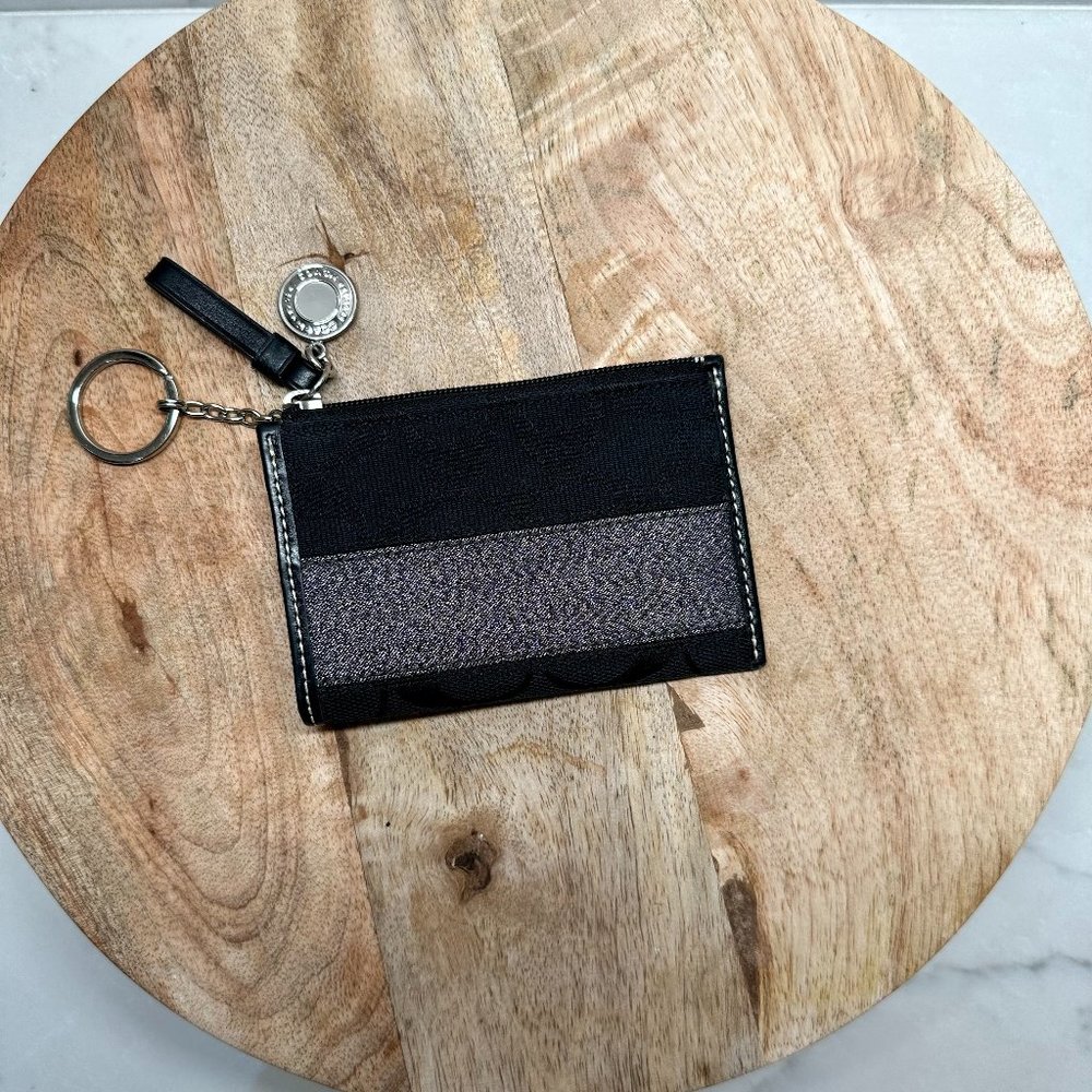 COACH COIN PURSE WITH KEY CHAIN - BLACK